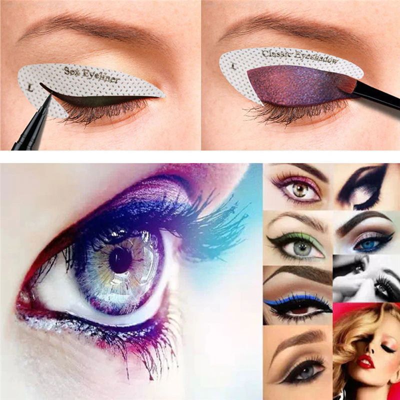 4 Sheets Eye Makeup Stencils Eyeliner Template Shaping Tools Eyebrows