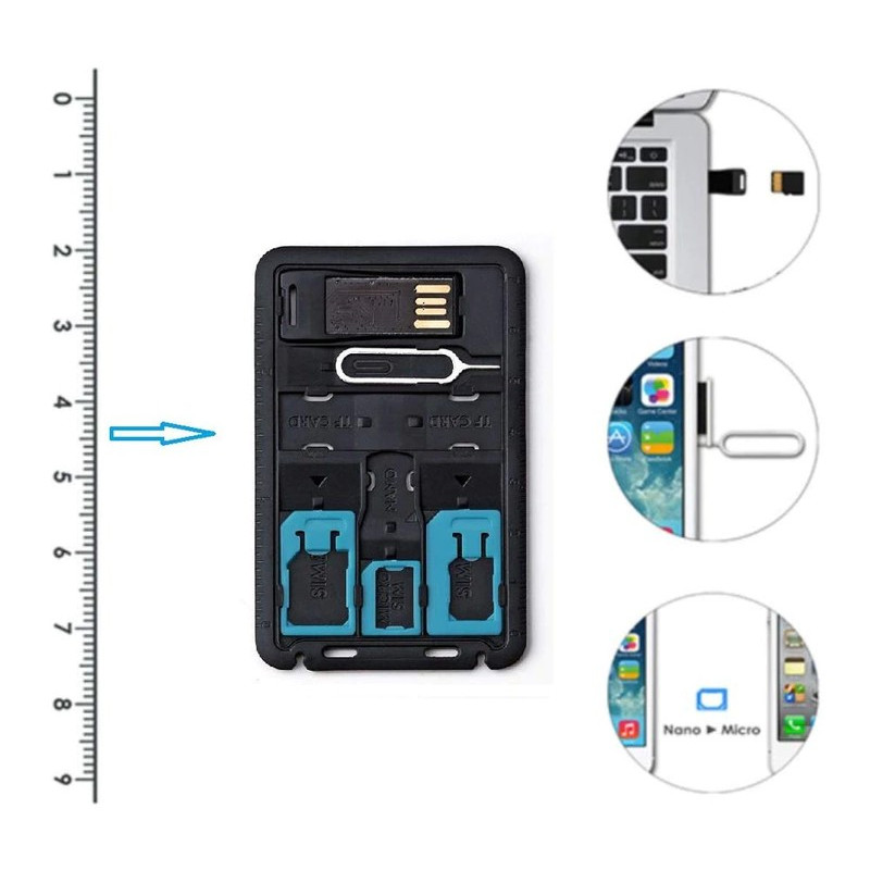 Sim Size Adapter All In One Credit Card Size Slim Sim Adapter Kit With Tf Reader & Tray ...