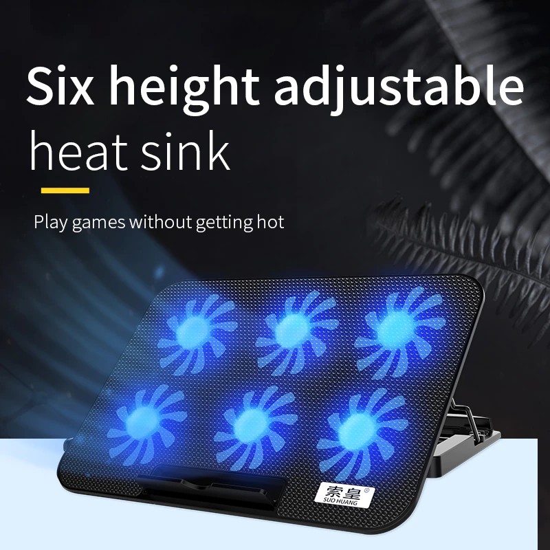 Cooling Base Laptop Cooling Pad Gaming Stand Cooler Six Fans Two Usb