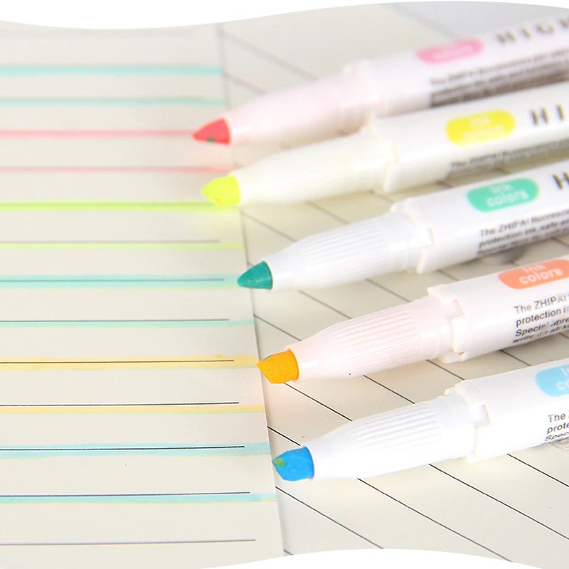 ARTIBY surligneur Courbe,Lot 6 stylos Flownwing Flair avec 6 Pointes Fines en Forme Courbe différente - Surligneur Courbe coloré pour écrire Le Dessin
