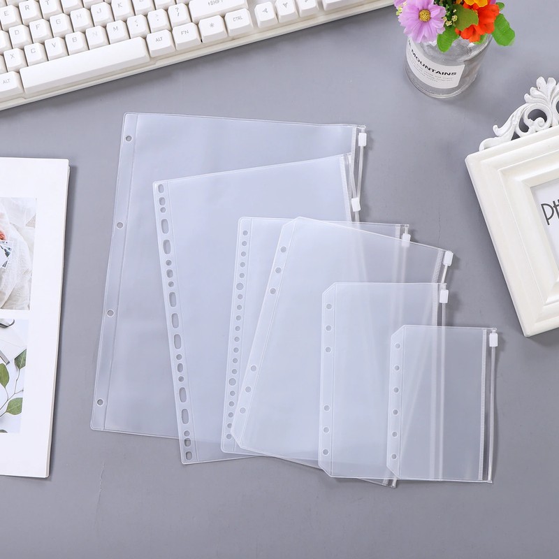 Clear Pvc A5 A6 A7 Binder Pockets Clear Folders For 6Ring Notebook