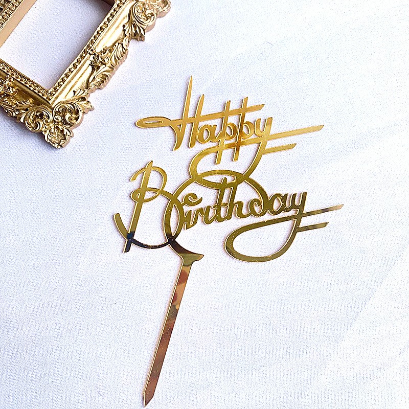 New Happy Birthday Cake Topper Rose Gold Heart Acrylic Topper For Kids ...