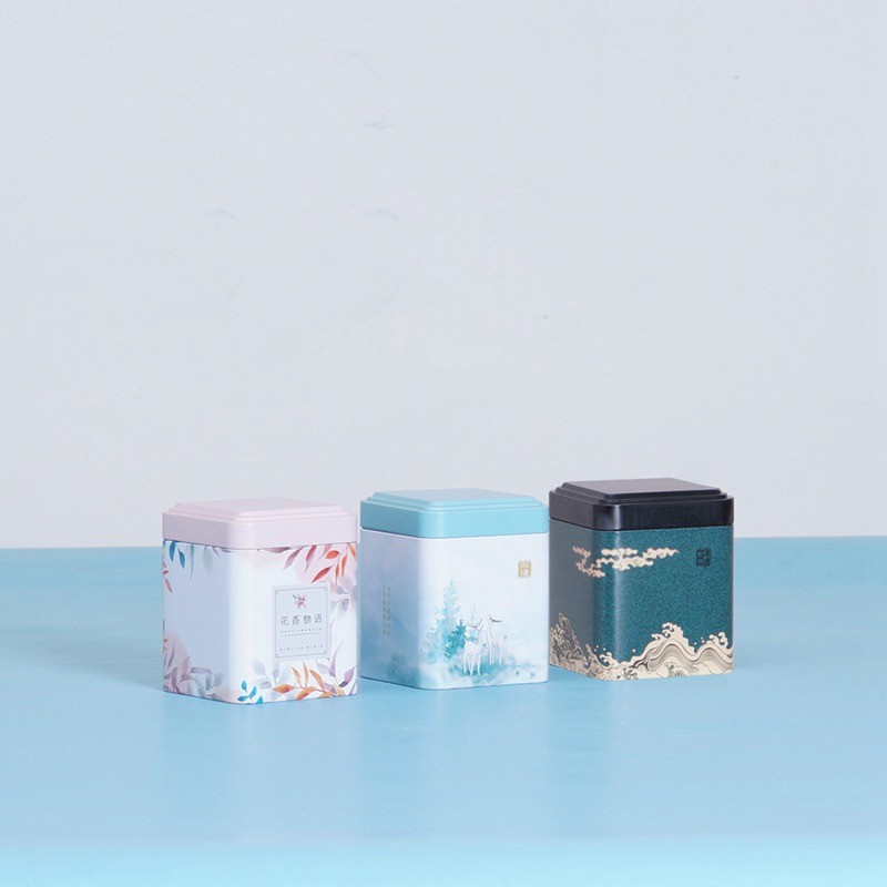 Tea Sealed Box Teaware Storage Container Jar Tin Square Can Candy Iron Canister Vintage Box For