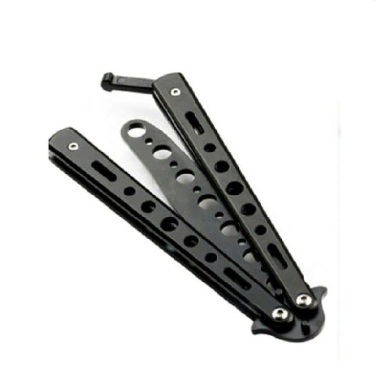 Black Metal Practice Butterfly Balisong Trainer Training Flail Knife