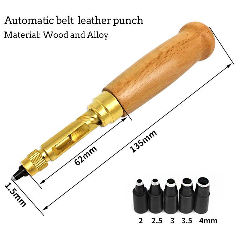 Hole Punch Screw Removable Book Drill Auto With 6 Size Tip 1.54Mm Automatic Screw Punch Leather