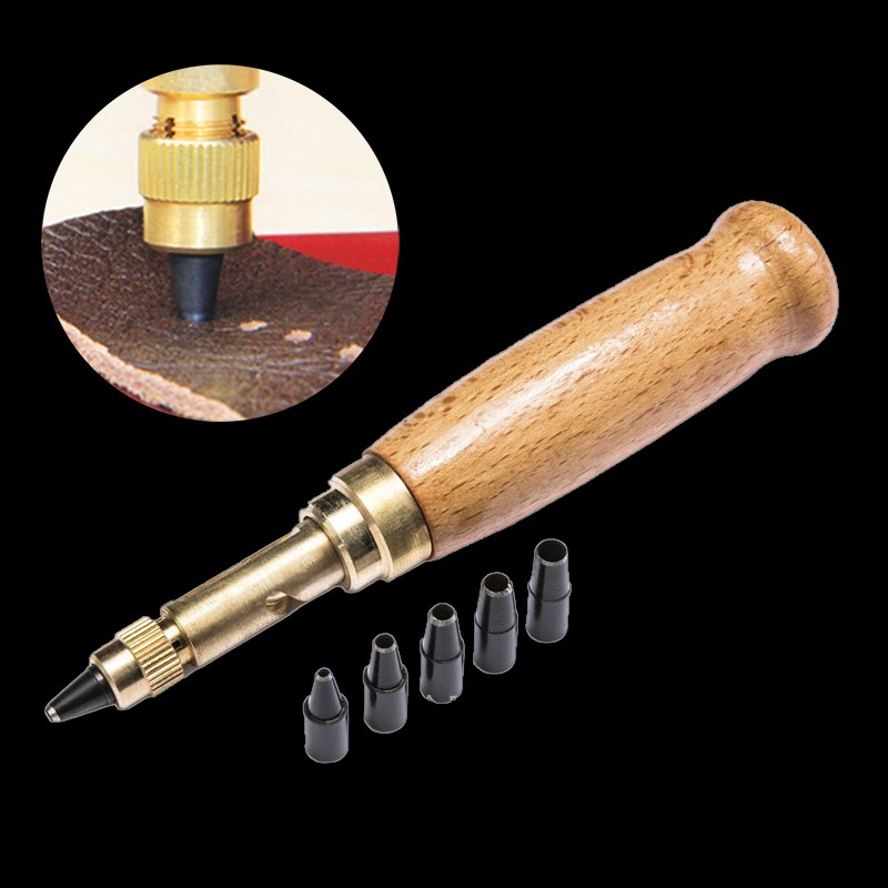 Hole Punch Screw Removable Book Drill Auto With 6 Size Tip 1.54Mm Automatic Screw Punch Leather