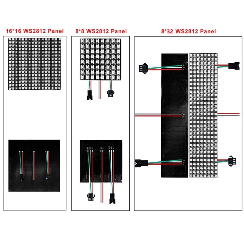 1 ~ 2 Stuks Ws2812B 8X8 8X32 16X16 Pixel Panel Flexibele Matrix Screen ...