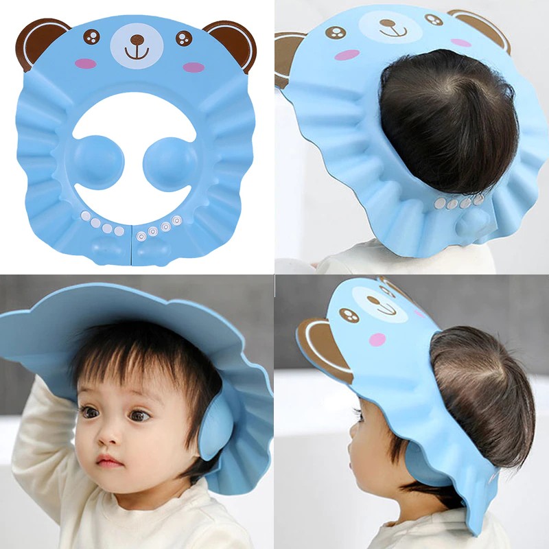 Baby Shower Soft Cap Adjustable Wash Hat For Kids Ear Protection Safe