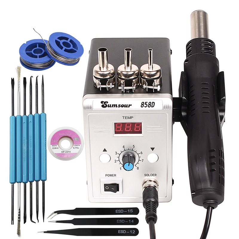 110 Sodder Hot Air Gun 858D 700W Bga Rework Solder Station Löten Wärme Air Gun ...