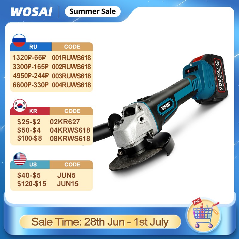 Wosai M14 Cordless Angle Grinder 20V LithiumIon Grinding Machine Cutting Electric Angle Grinder