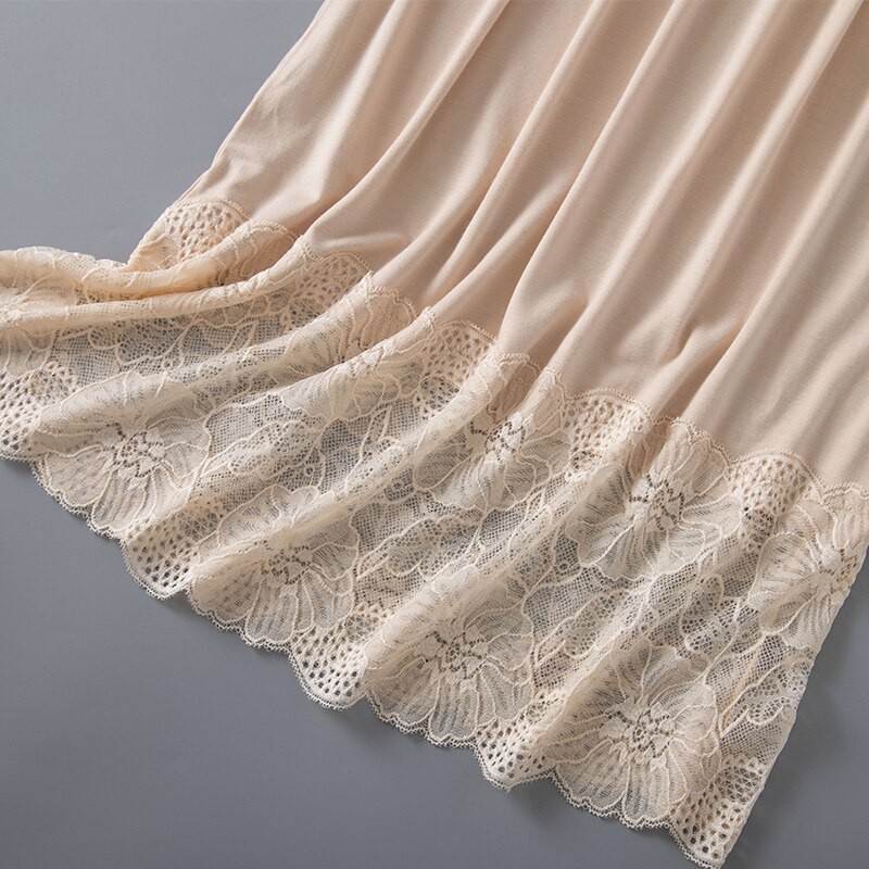 Basic Modal Female Half Length Lace Slip Short Women Half Slip Dress