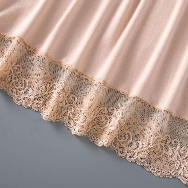 Basic Modal Female Half Length Lace Slip Short Women Half Slip Dress
