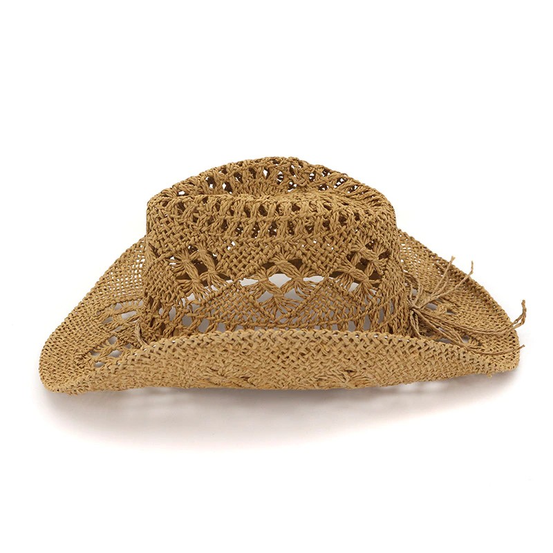 Fashion Hollowed Handmade Cowboy Straw Hat Women Men Summer Outdoor Travel Beach Hats Unisex Solid Western Sunshade Cap CP0192 (3)