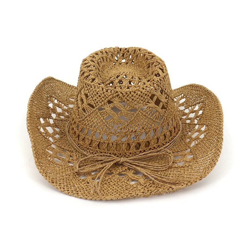 Fashion Hollowed Handmade Cowboy Straw Hat Women Men Summer Outdoor Travel Beach Hats Unisex Solid Western Sunshade Cap CP0192 (4)