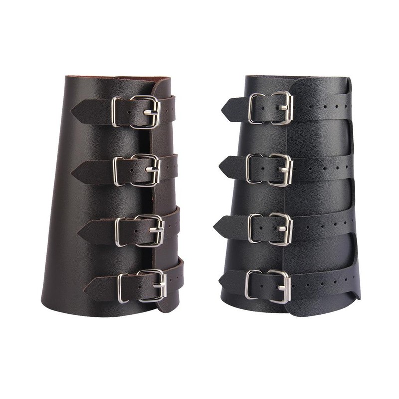 Unisex Pu Leather Gauntlet Wide Bracer Arm Armor Wristband Protector Cuff String Steampunk Bangle Buckle Bracers Cosplay Props