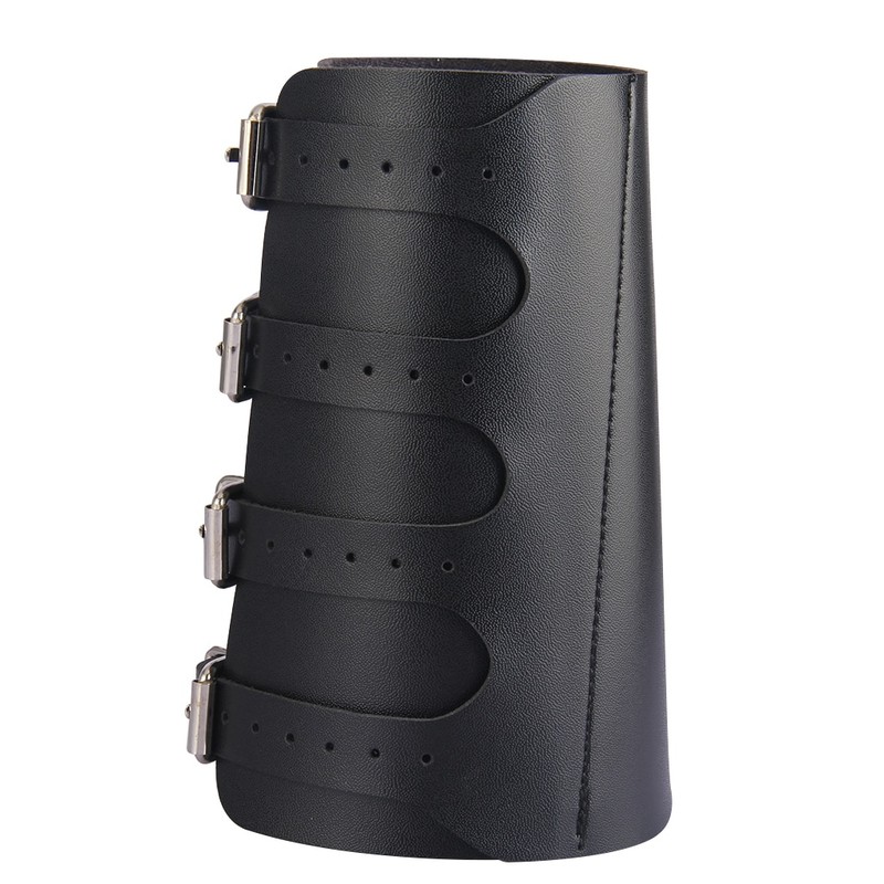 Unisex Leather Gauntlet Wristband Wide Bracer Arm Armor Cuff Bangle Buckle Bracelet