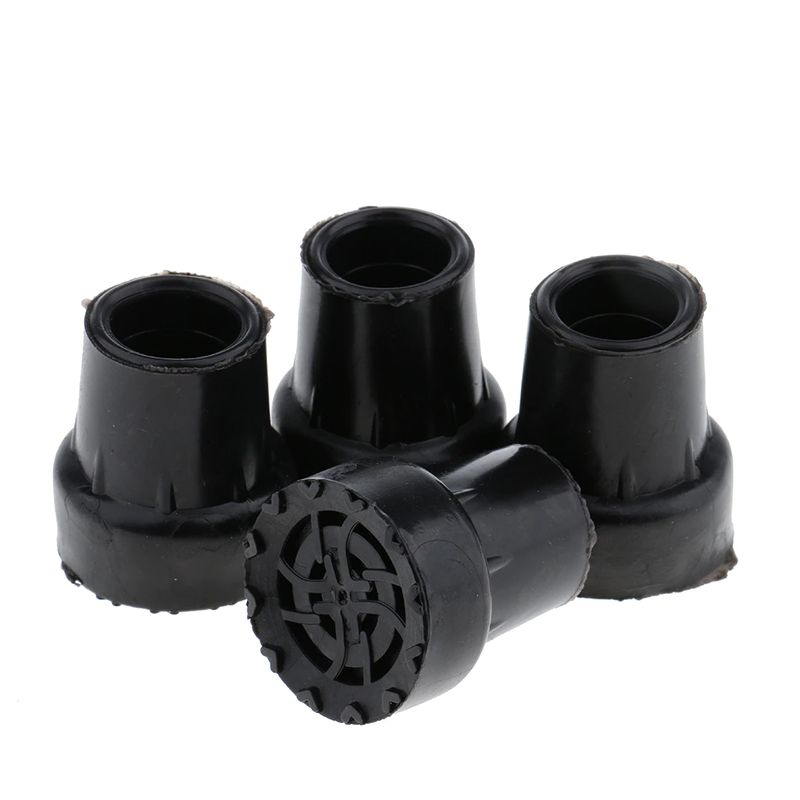 4 Pcs Durable Rubber Trekking Hiking Pole Tip End Cap Protectors Walking Stick Cane Replacement Tips 19mm