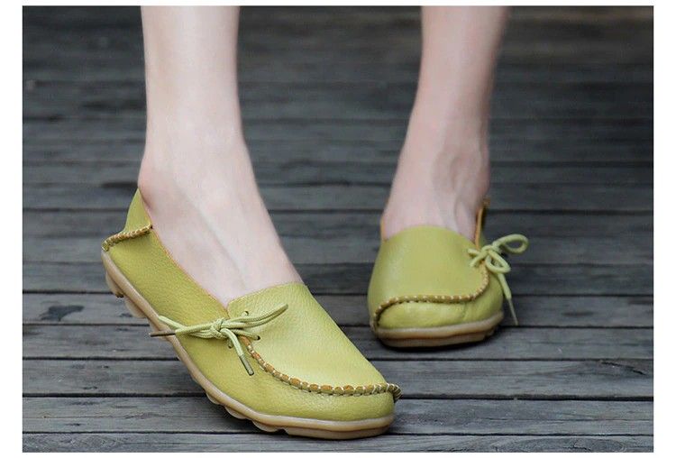 AH 911-2019 Spring Autumn Genuine Leather Women Loafers Walking Mother Flats-12