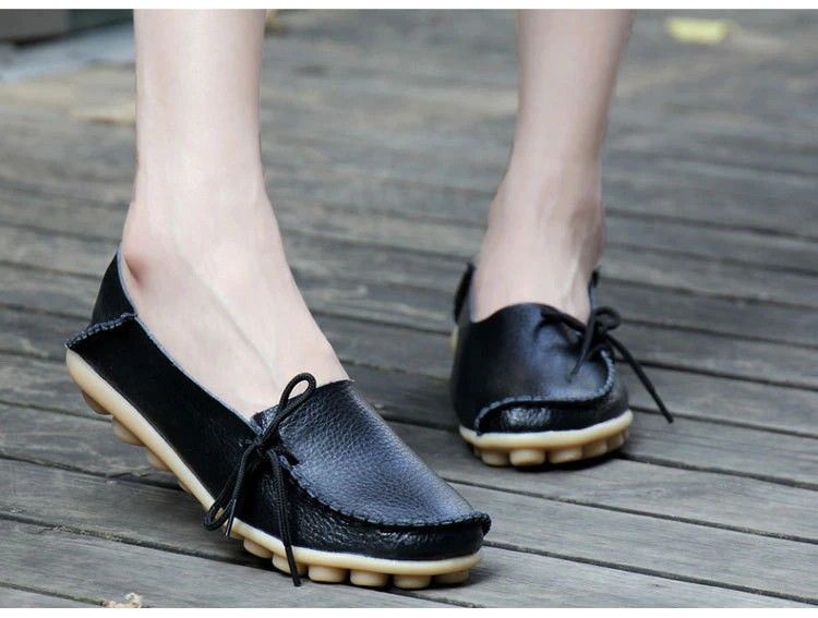 AH 911-2019 Spring Autumn Genuine Leather Women Loafers Walking Mother Flats-4