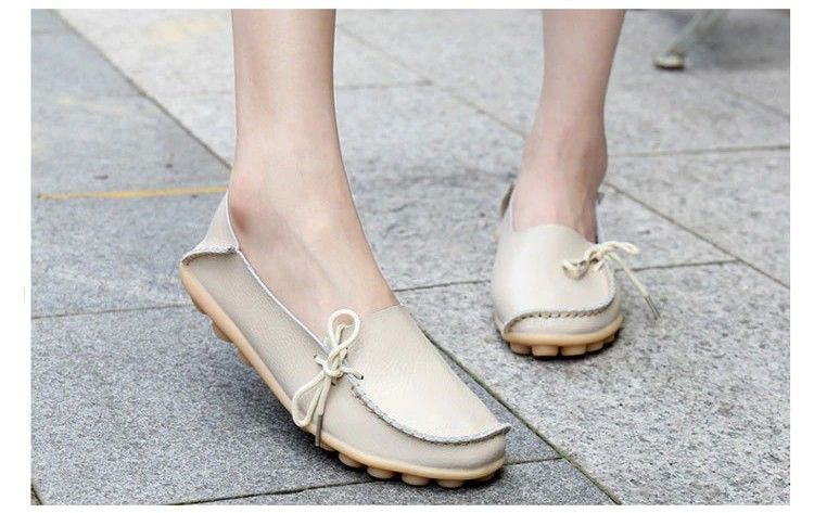 AH 911-2019 Spring Autumn Genuine Leather Women Loafers Walking Mother Flats-11